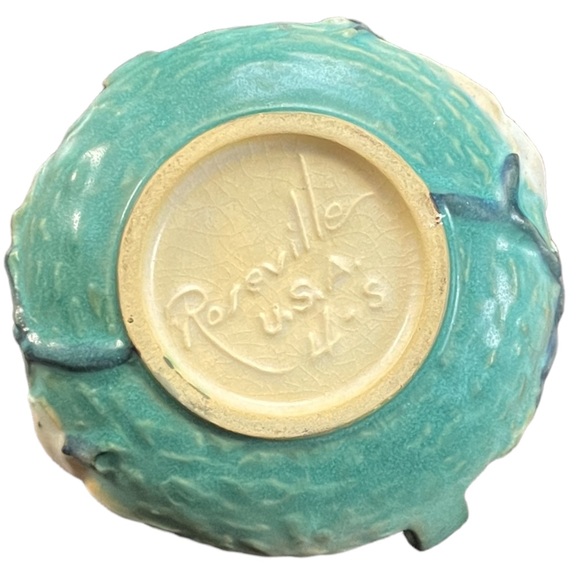 1940s Vintage Antique Roseville Pottery Magnolia Creamer & Closed Sugar with Lid - Picture 5 of 10